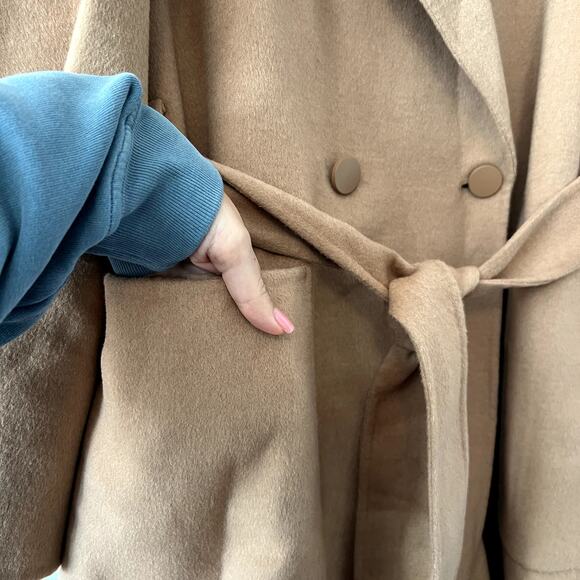 Reiss Lucia Double-Breasted Wool-Blend Coat in Camel Beige Size 12 NWT - Picture 11 of 14